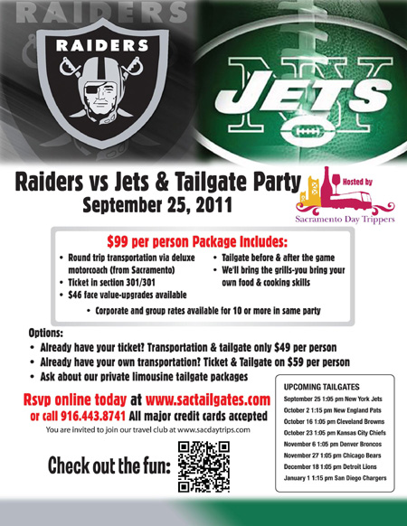 Raiders vs. Jets & Tailgate Party