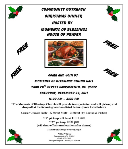 Community Outreach FREE Christmas Dinner