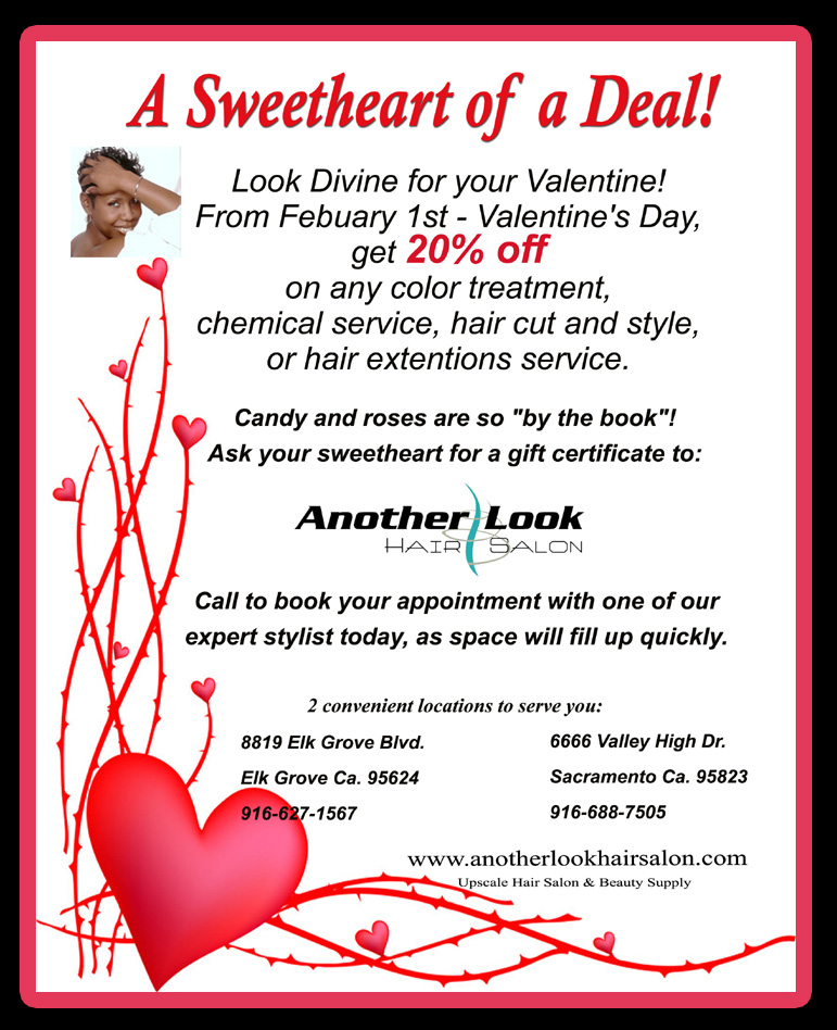 Salon discount from 2/1/12 through Valentines Day at Another Look - Sac  Cultural Hub