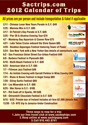 SacTrips.com 2012 Calendar of Trips