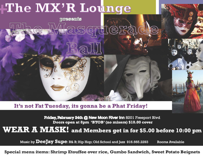 Mardi Gras Night inside the MX'R Inn at New Moon River Inn