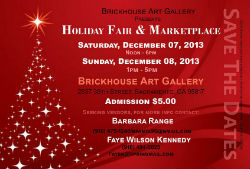 Brickhouse Art Gallery to Hold Holiday Craft Fair