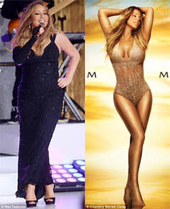Mariah Carey: heavily airbrushed image vs. reality