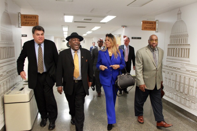 Photo by: Robert Maryland  President and CEO Aubrey Stone, California Black Chamber of Commerce walking down the Capitol hall with colleagues after testifying. 