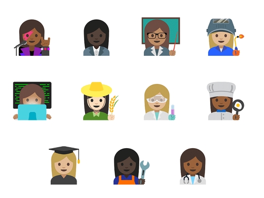 Female, non-white professionals added to emoji