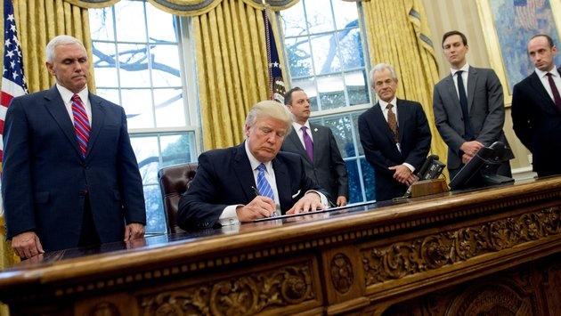 Donald Trump Signs Anti-Abortion Executive Order Surrounded By Men