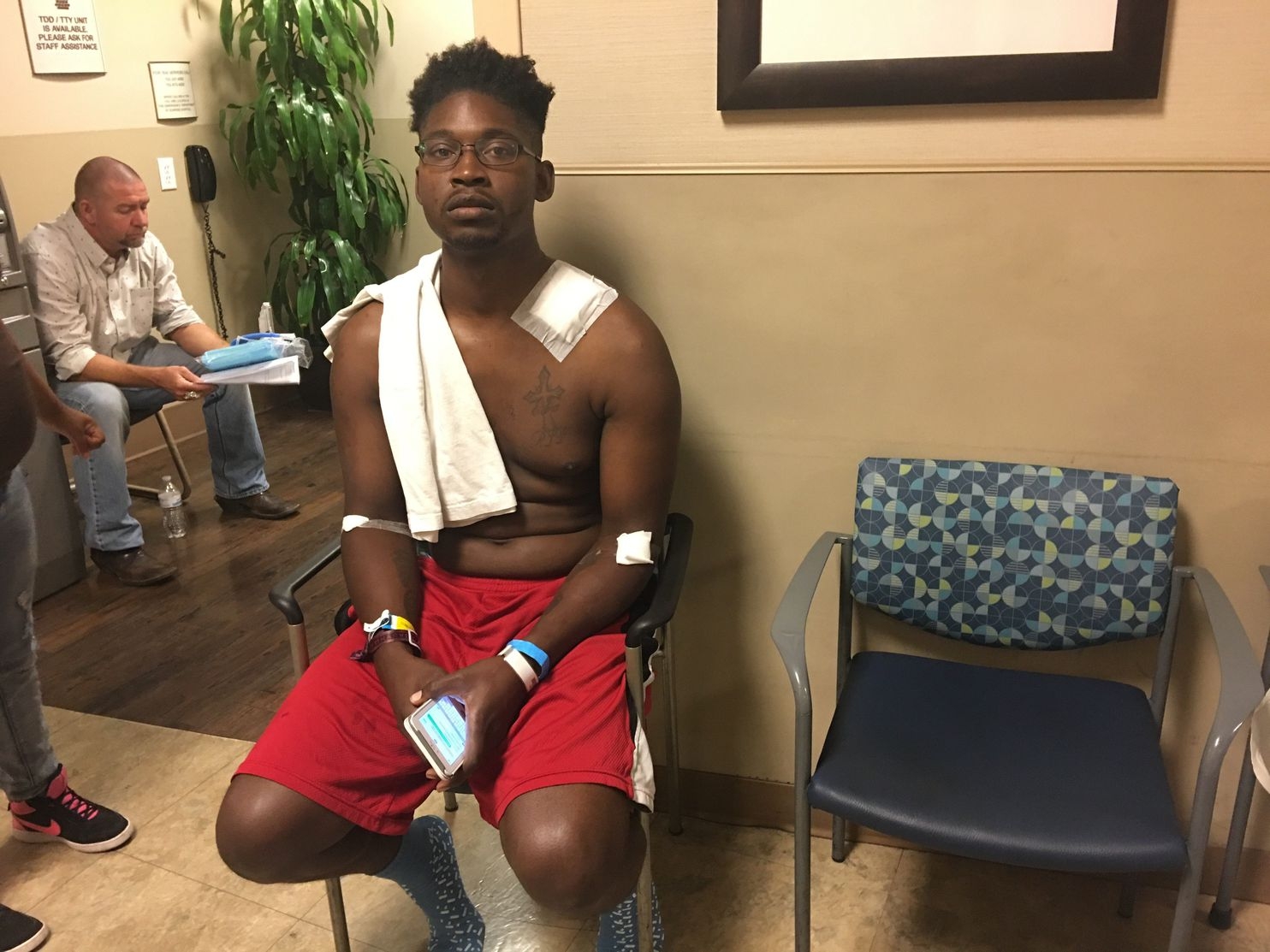 He was shot helping people during the Las Vegas shooting. His heroics helped his photo go viral.