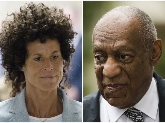 Combination of file photos Andrea Constand and Bill Cosby at the Montgomery County Courthouse in Norristown, Pa. (Photo: Matt Rourke, AP)