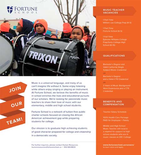 Fortune School is recruiting for Music Teachers