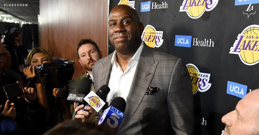Magic Johnson steps down as president of basketball operations for the Los Angeles Lakers