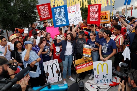 Kamala Harris visits Las Vegas McDonald’s to protest with workers