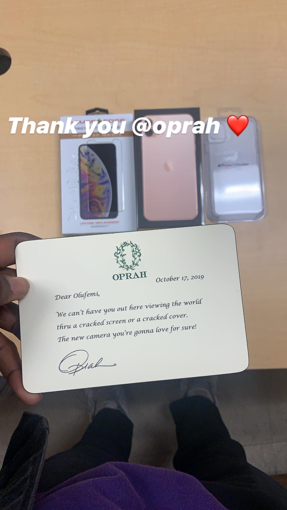 Oprah buys Morehouse student new phone after joking about cracked one