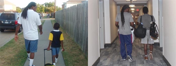 Viral tweet shows dad walking son to kindergarten, sending him off to college