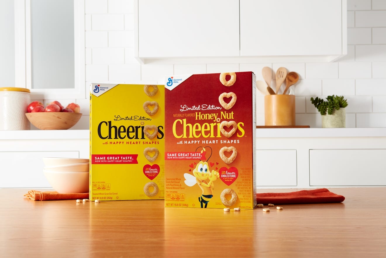 General Mills adding hearts into Honey Nut Cheerios and Cheerios cereal
