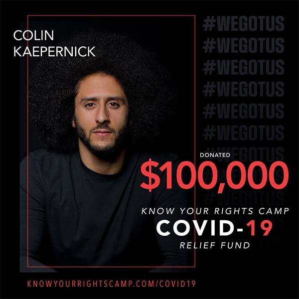 Colin Kaepernick donates $100K in COVID-19 relief to minority groups