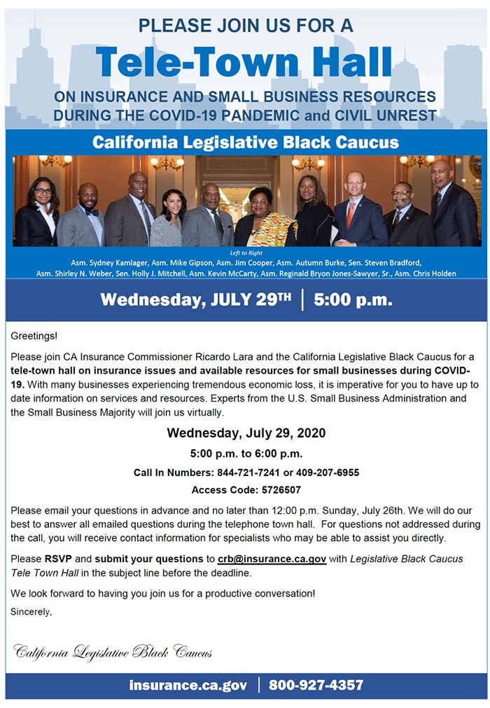 Tele-Town Hall with California Insurance Commissioner Ricardo Lara and the California Legislative Black Caucus
