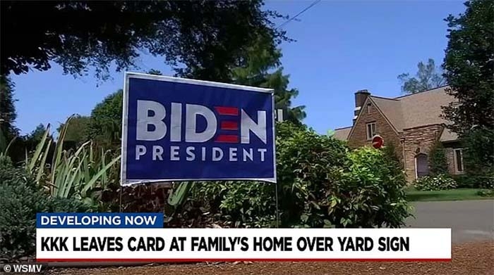 KKK ‘Social Visit’ Cards Left at Joe Biden Supporters’ Homes in Tennessee