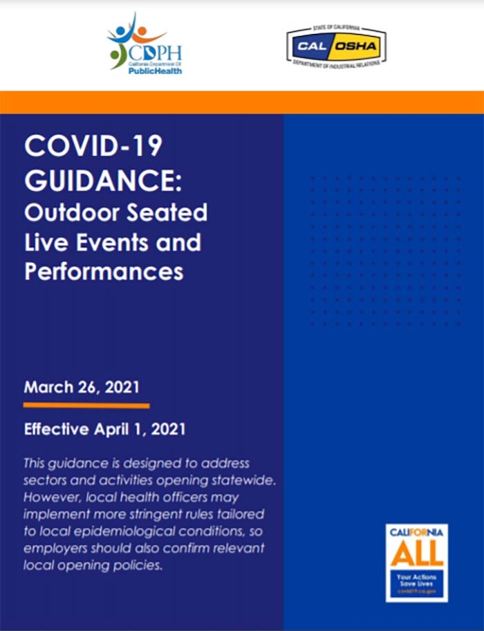 OFFICIAL STATE COVID-19 GUIDANCE: Outdoor Seated Live Events and Performances, Effective April 1