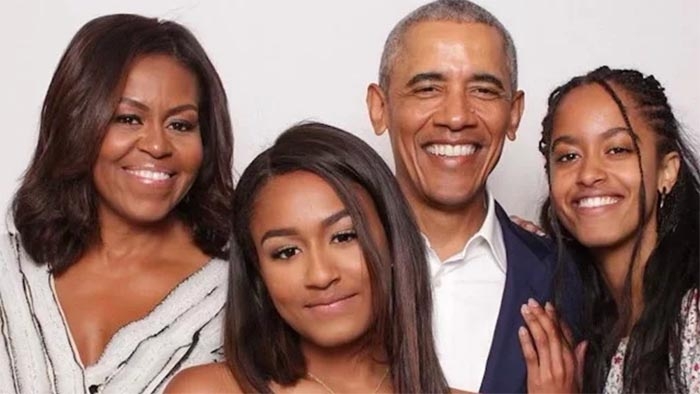 Michelle Obama Says She and Barack Can’t Get a Word in with Sasha and Malia