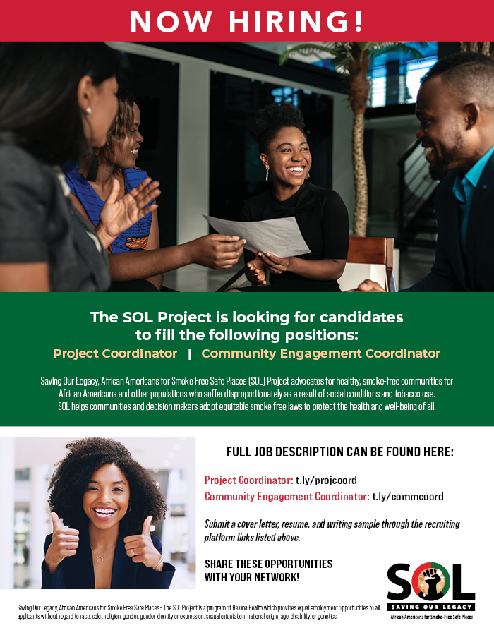 NOW HIRING! The SOL Project is looking for a Project Coordinator & Community Engagement Coordinator