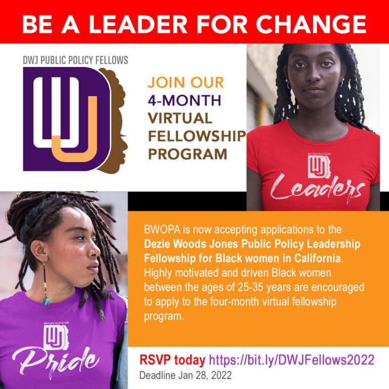 Looking for highly motivated, curious and community-driven leaders for BWOPA’s DWJ Public Policy Leadership Fellows Cohort 6!