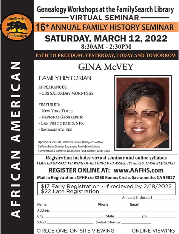 16th Annual African American Genealogy Seminar