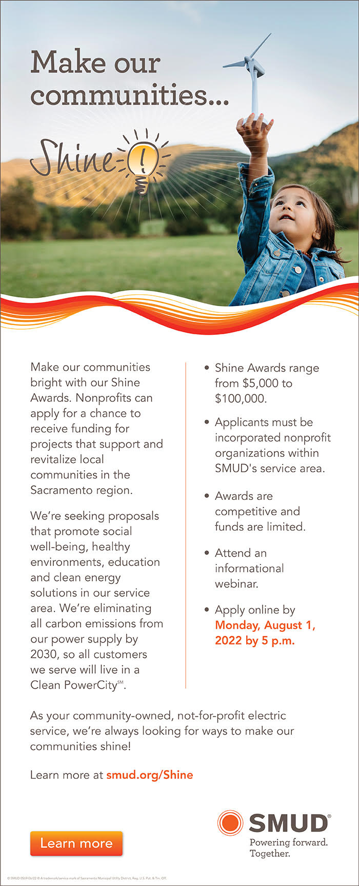 SMUD is now accepting applications from nonprofits for Shine Awards
