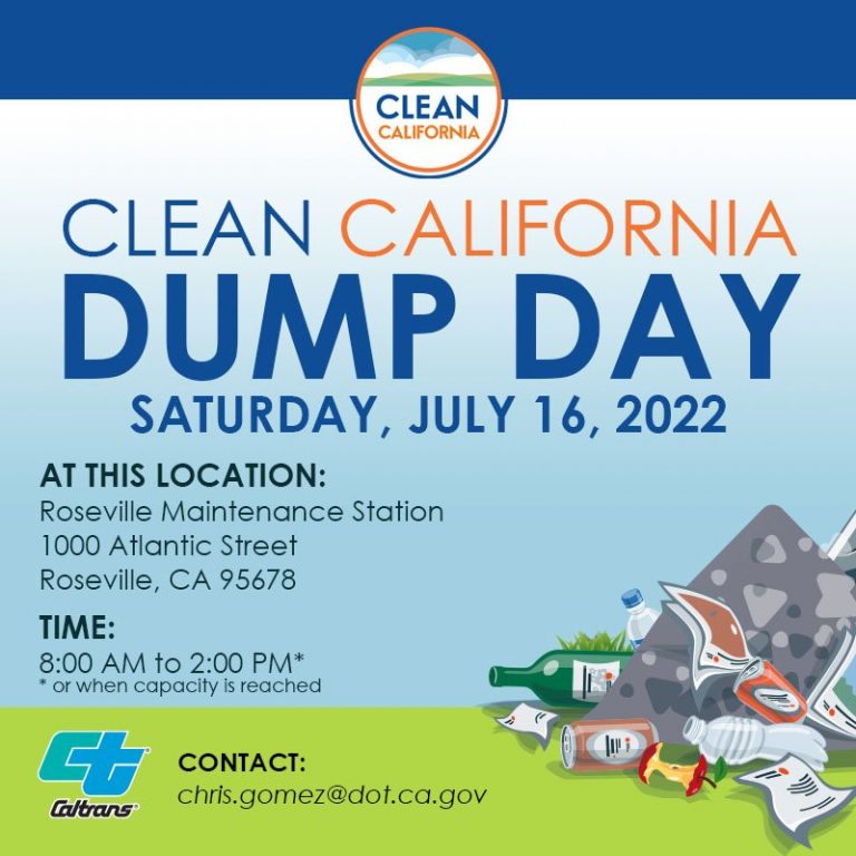 Caltrans to Hold Free Dump Day for Placer County & Northeastern Sacramento County on Saturday, July 16 in Roseville