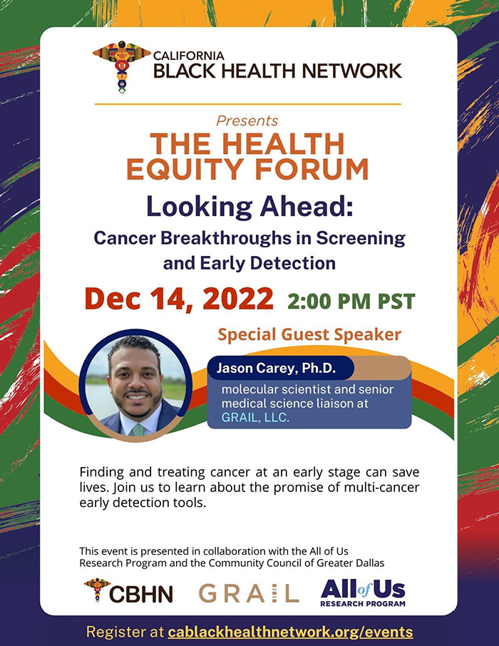 Dec 14th – CBHN Health Equity Forum Looking Ahead: Cancer Breakthroughs in Screening and Early Detection