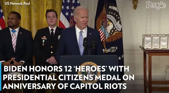 Biden Honors 12 ‘Heroes’ with Presidential Citizens Medal on Anniversary of Capitol Riots