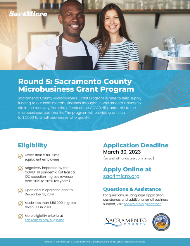 APPLY NOW! Sacramento County Microbusiness Grant Program