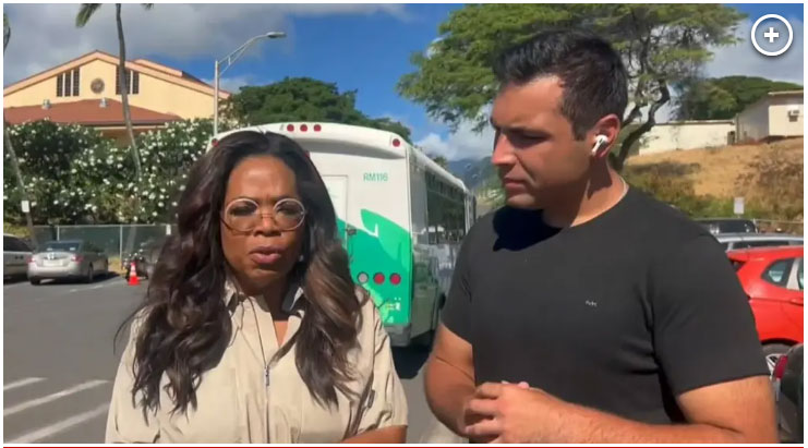 V crew with Oprah turned away from shelter housing Maui fire survivors during media mogul’s visit