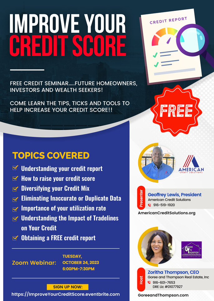 RSVP now for the webinar on how to “Improve Your Credit Score”