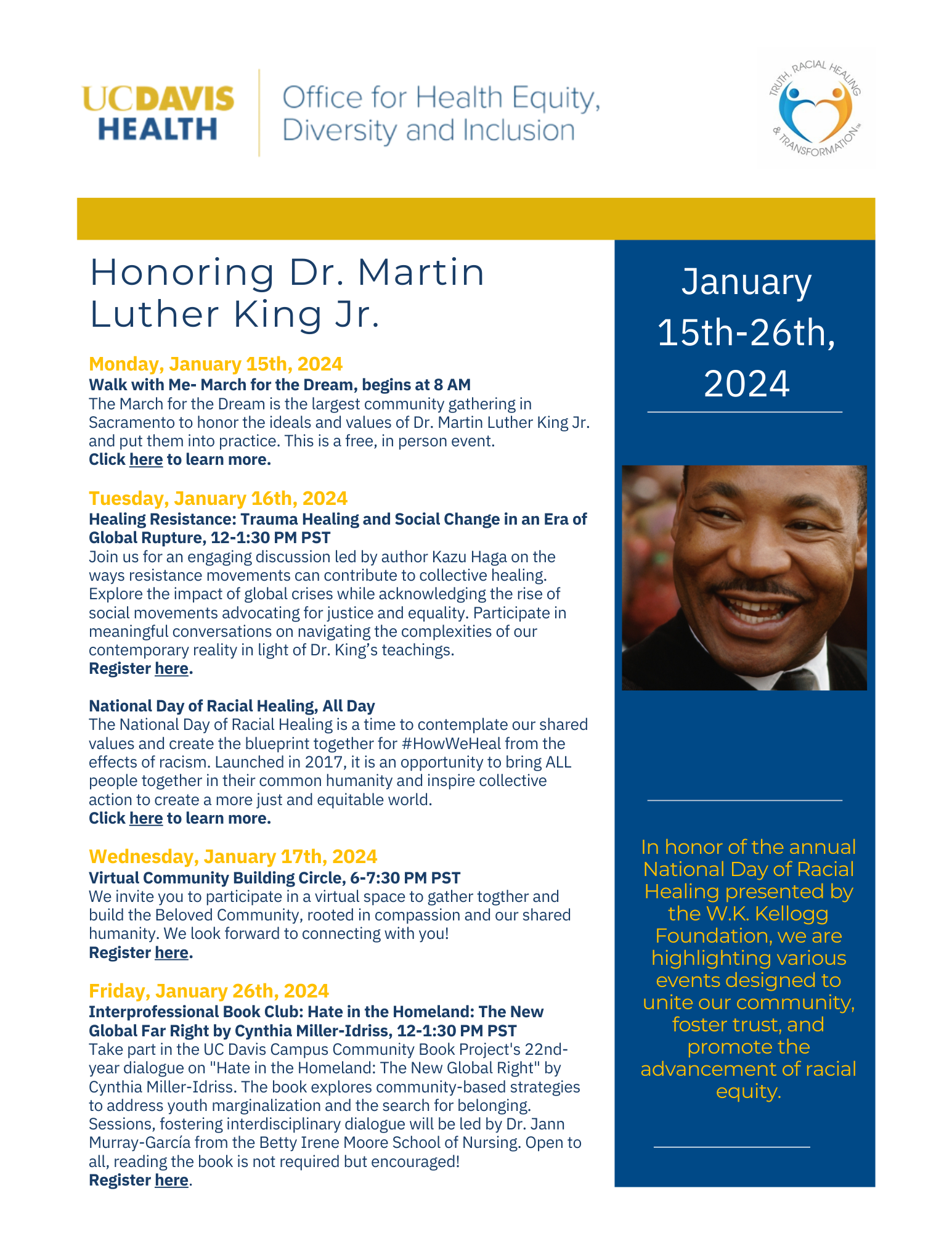 January 2024 Events Honoring Dr. Martin Luther King Jr.