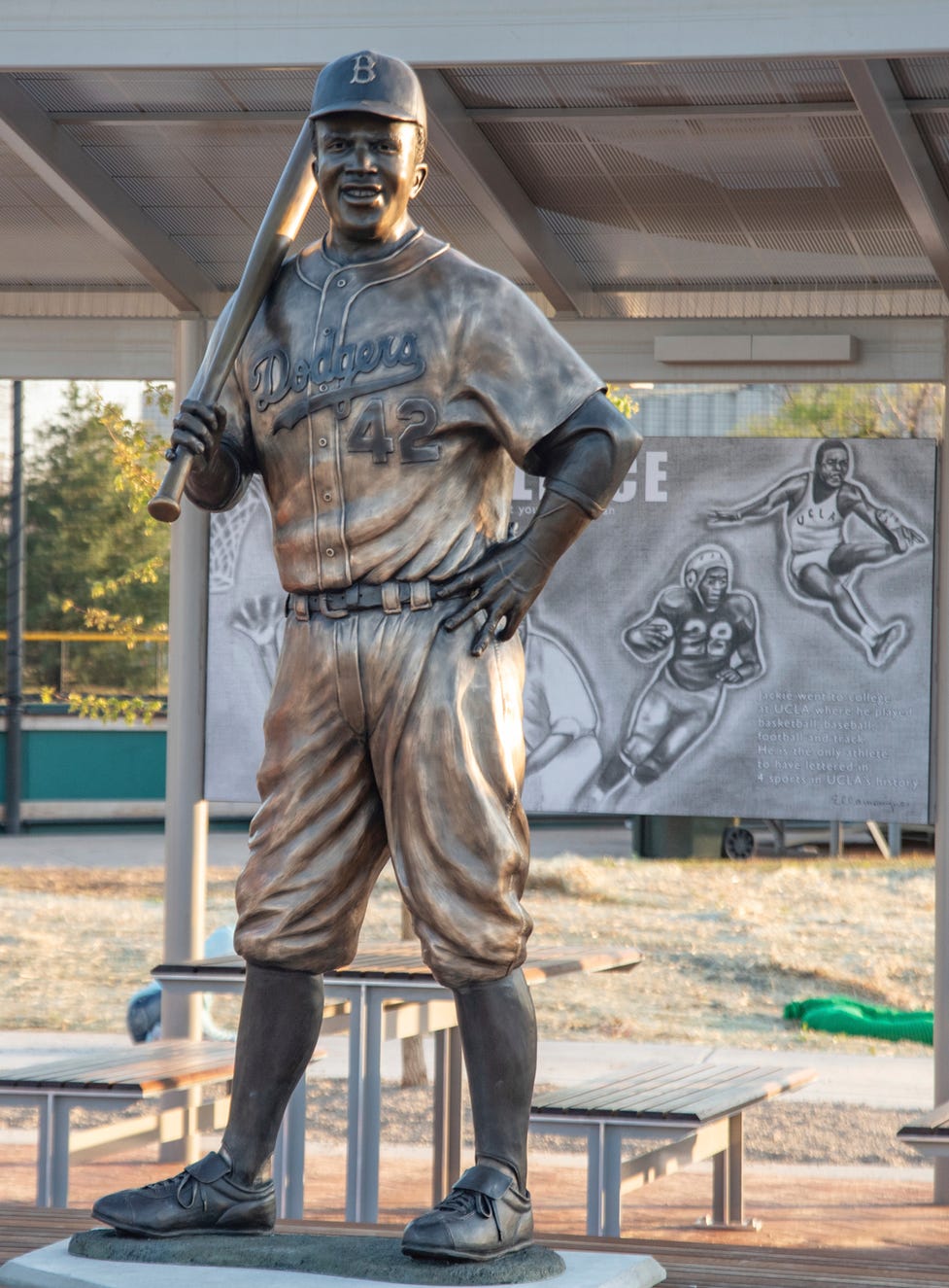 Burned remnants of Jackie Robinson statue found after theft from public park in Kansas