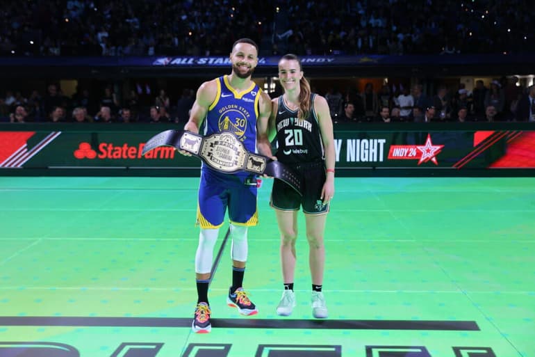 Warriors’ Steph Curry edges WNBA star Sabrina Ionescu in 3-point contest