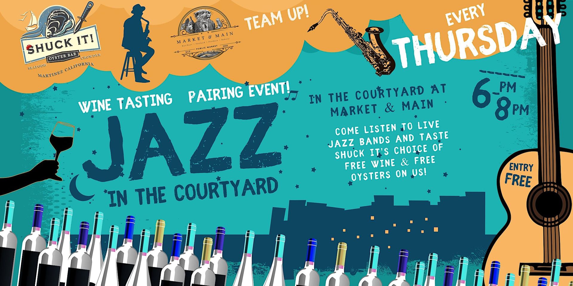JAZZ IN THE COURTYARD w/ Wine Tasting & Pairing from Shuck It! Oyster Bar